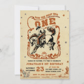 レトロ1stロデオウエスタンカウボーイ誕生日 招待状 (正面)