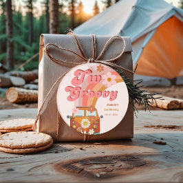 レトロ2グルービーデイジーフラワーバースデーパーティー フェイバータグ