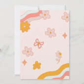 レトロ2グルービーデイジーフラワーバースデーパーティー 招待状 (裏面)