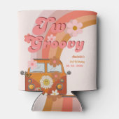 レトロ2グルービーデイジーフラワーバースデーパーティー 缶クーラー (裏面)