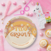 レトロ2グルービーベビー誕生日紙プレート ペーパープレート (パーティー)