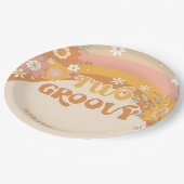 レトロ2グルービーベビー誕生日紙プレート ペーパープレート (アングル)