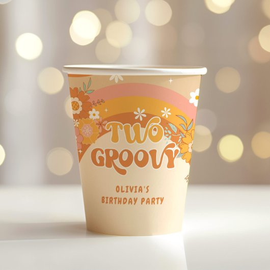 レトロ2グルービー誕生日紙カップ 紙コップ