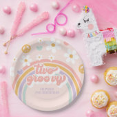 レトロ2グルーヴィーガールレインボー2nd誕生日 ペーパープレート (パーティー)