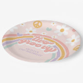 レトロ2グルーヴィーガールレインボー2nd誕生日 ペーパープレート (アングル)