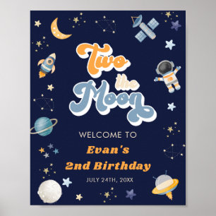レトロ2ザムーン宇宙誕生日歓迎 ポスター