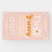 レトロ2人Groovy女の子2nd誕生日へようこそ 横断幕 (横)