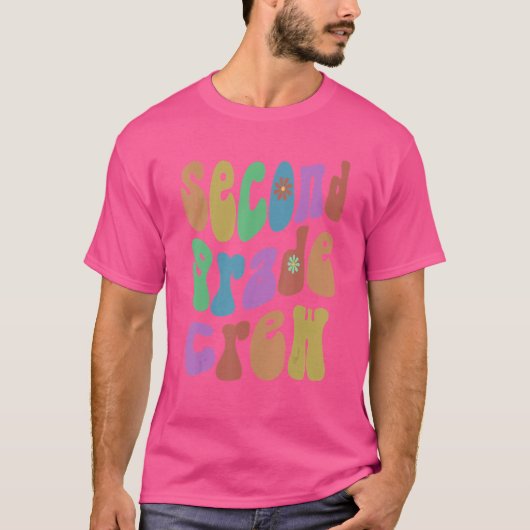レトロ2年生クルーこんにちは2nd Grピンク Tシャツ (正面)