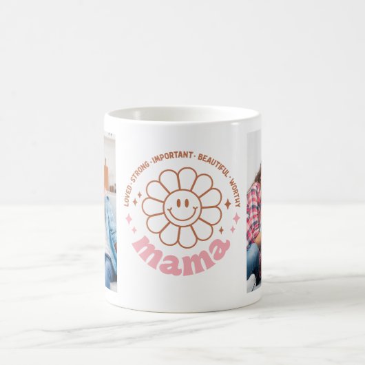 レトロ2引用文母の日の贈り物と写真 コーヒーマグカップ (中央)