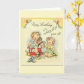 レトロ2歳の誕生日グリーティングカード カード (黄色い花)