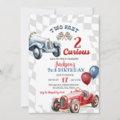 レトロ2速2好奇心レースカーボーイ2歳の誕生日 招待状 (正面)