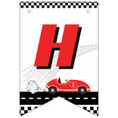 レトロ2高速レッドレースカーテーマレーサー誕生日 バンティングフラッグ (第2の旗)