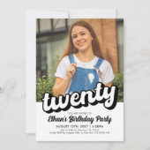 レトロ20番目の誕生日招待状 | 二十誕生日 招待状 (正面)