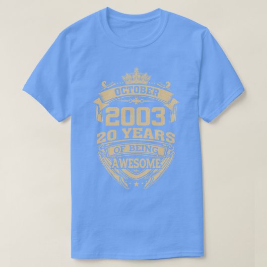 レトロ2003年10月20日素晴らし20歳 Tシャツ (デザイン正面)