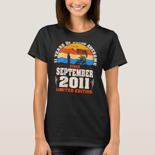 レトロ2011年9月11歳魚釣り11th Bir Tシャツ (正面)