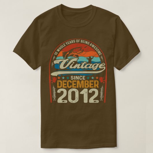 レトロ2012年12月10歳魚釣り恋人10th tシャツ (デザイン正面)