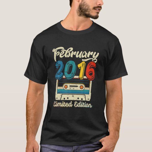 レトロ2016年2月カセットテープ6th誕生日Dec Tシャツ (正面)