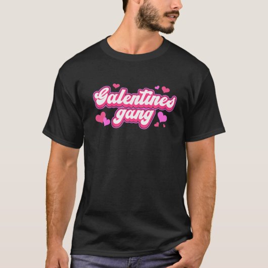レトロ2022バレンタインデーGalentines集団おもしろいG Tシャツ (正面)