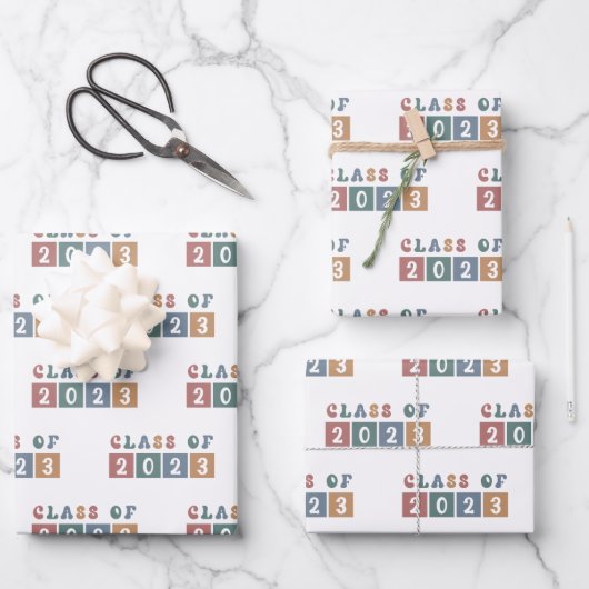 レトロ2023年卒業 ラッピングペーパーシート (正面)
