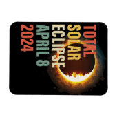 レトロ2024年皆既食太陽の4月8日 マグネット (横)