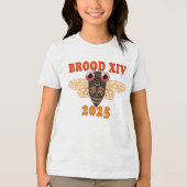 レトロ2025 Brood XIV Cicadaシャツ子供へ トライブレンドＴシャツ (正面)