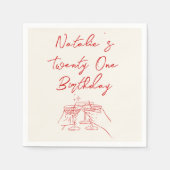 レトロ21手描きマルチニおもしろい誕生日パーティー スタンダードカクテルナプキン (正面)