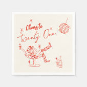 レトロ21手描き沿岸牛ガール誕生日 スタンダードカクテルナプキン (正面)