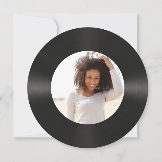 レトロ21歳の誕生日フォトビフェイクニレコード音楽 招待状 (裏面)