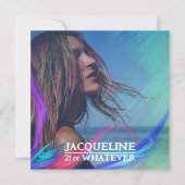 レトロ21歳の誕生日90sカラフルミュージックアルバムカバー 招待状 (正面)