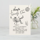 レトロ21歳 手描きカウガール コースト ファン バースデー 招待状 (スタンド正面)