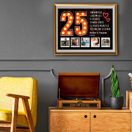 レトロ25周年記念ハートカスタムフォトコラージュ ポスター