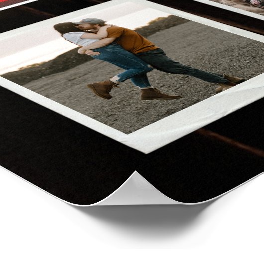 レトロ25周年記念ハートカスタムフォトコラージュ ポスター (角)