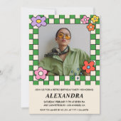 レトロ29歳の誕生日招待状Groovy花 招待状 (正面)