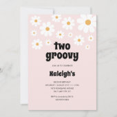 レトロ2 Groovy 70のスタイル誕生日 招待状 (正面)