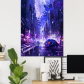 レトロ2D通り戦闘機スタイル背景ポスター ポスター (ホームオフィス)