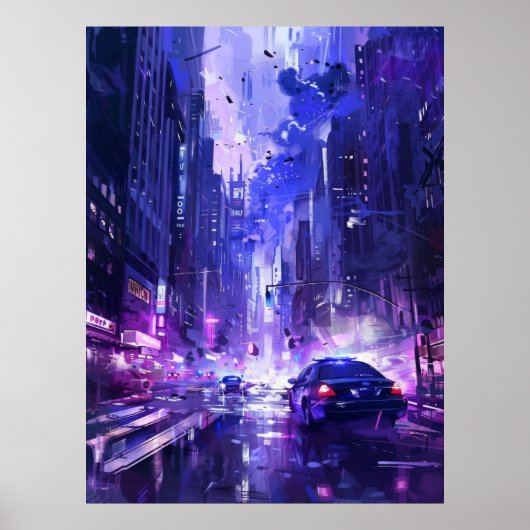 レトロ2D通り戦闘機スタイル背景ポスター ポスター (正面)