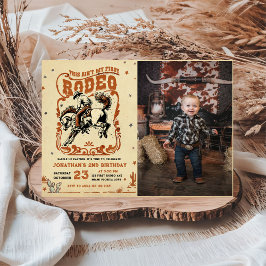 レトロ2nd Rodeo Western Cowboy誕生日写真 招待状
