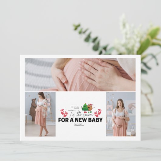レトロ3写真この季節の妊娠の発表 シーズンカード (スタンド正面)