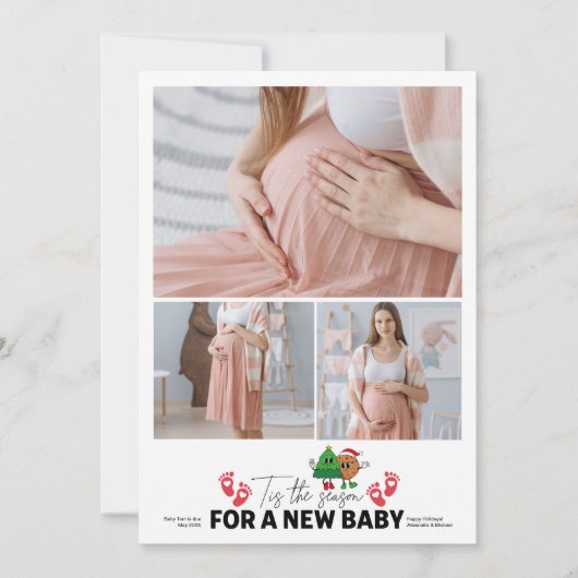 レトロ3写真この季節の妊娠の発表 シーズンカード (正面)