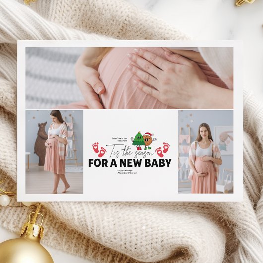 レトロ3写真この季節の妊娠の発表 シーズンカード