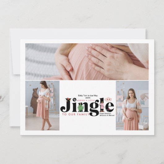 レトロ3写真ベビー妊娠告知 シーズンカード (正面)
