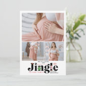 レトロ3写真ベビー妊娠告知 シーズンカード (スタンド正面)