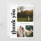 レトロ3写真結婚のサンキューカード サンキューカード (正面)