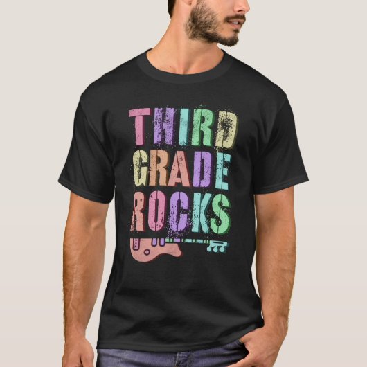 レトロ3年生の岩石ロックスター先生3 Tシャツ (正面)