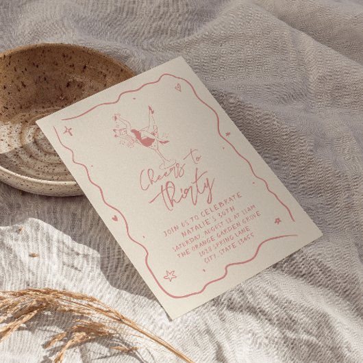 レトロ30応援から30ピンクバースデーパーティー 招待状