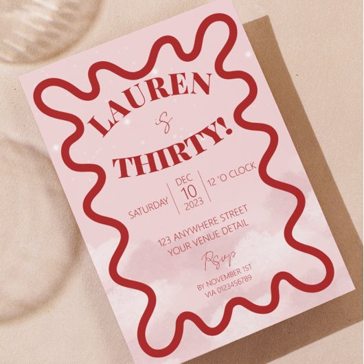 レトロ30歳の誕生日パーティの招待状 招待状