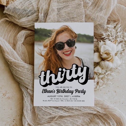 レトロ30歳の誕生日招待状 | サーティー 誕生日 招待状