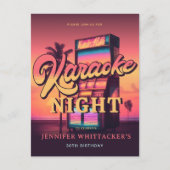 レトロ30歳誕生日カラオケパーティー招待状 ポストカード (正面)