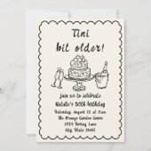 レトロ30thシャンパンケーキ写真誕生日パーティー 招待状 (正面)