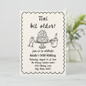 レトロ30thシャンパンケーキ写真誕生日パーティー 招待状 (スタンド正面)